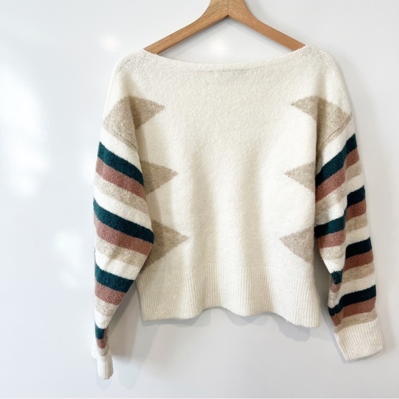 Madewell Stripe-Sleeve Geo Pullover Sweater - Picture 4 of 13
